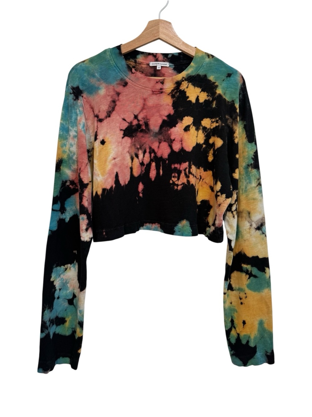 Cotton Citizen Tokyo Crop Long Sleeve T-Shirt Women Medium Tie Dye Relaxed Boho